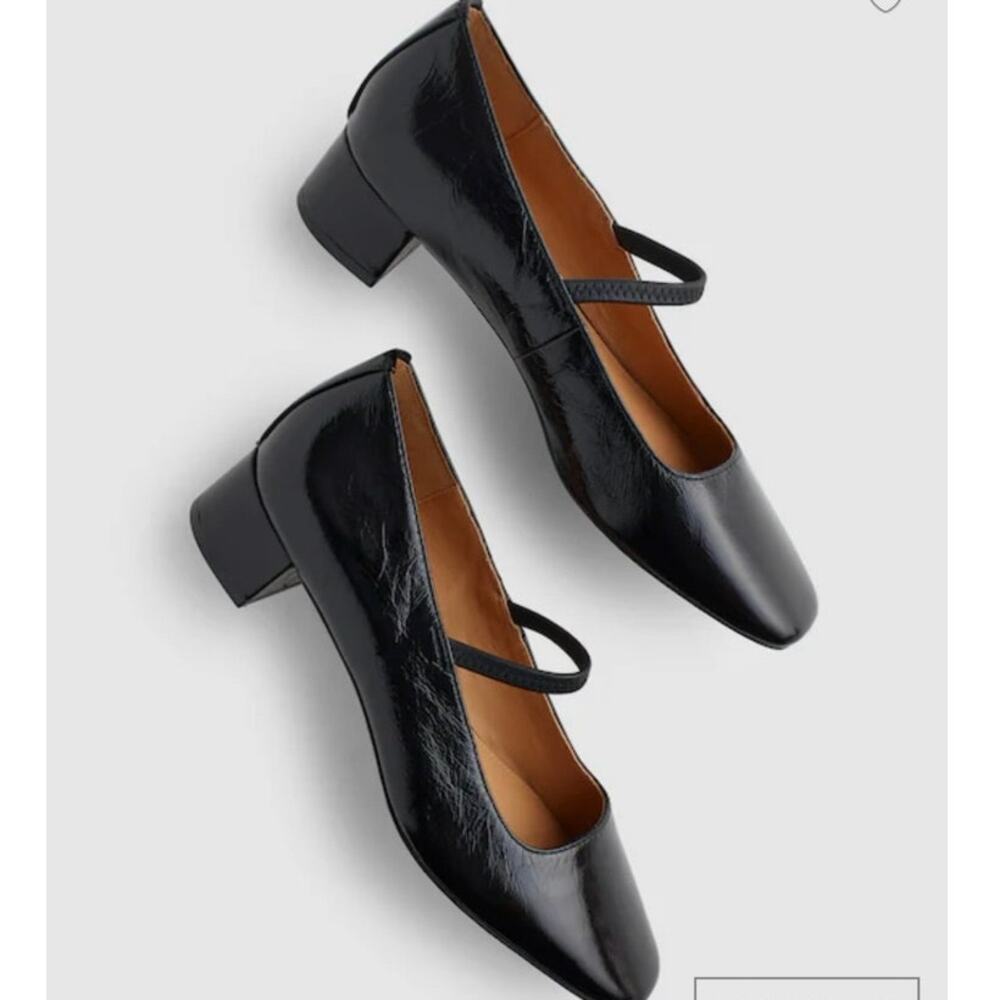 MADEWELL The Greta Block Heel Pump in True Black Crinkled Patent Leather 9 - Picture 2 of 10